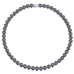 Колье Теннис (Майорка темно-серая 6мм; покрытие родий) 44-49см, Есть комплект