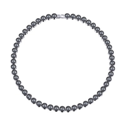 Колье Теннис (Майорка темно-серая 6мм; покрытие родий) 44-49см, Есть комплект