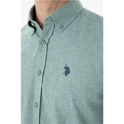 Erkek Mint Uzun Kollu Basic Gömlek