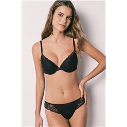 Braga clásica microfibra y encaje negra