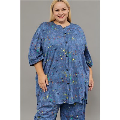 Костюм женский с брюками больших размеров (К-01 клякса)