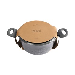 Кастрюля, 24 см, 3,9 л, с крышкой, с покрытием, алюминий, серо-черная, Robust, 63436