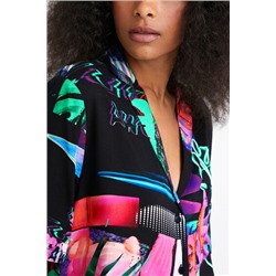 Camisa cropped tropical