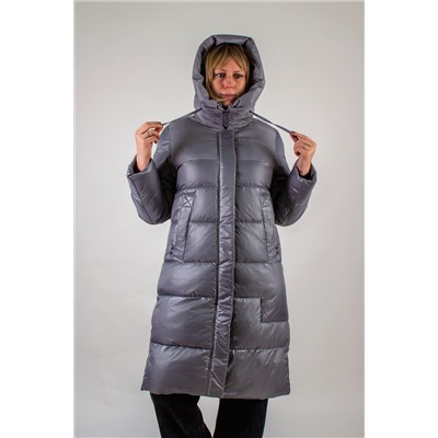 Зимняя удлиненная куртка с капюшоном арт. 221