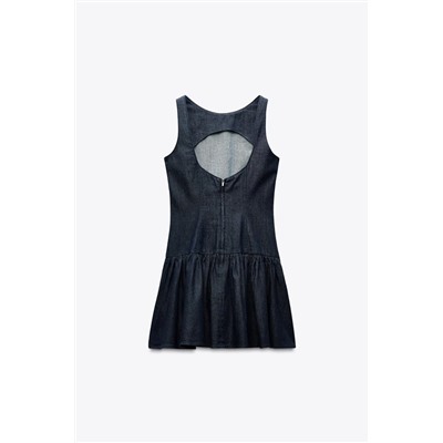 VESTIDO CORTO EFECTO DENIM VOLANTES