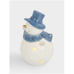 Статуэтка с подсветкой, 15 см, фарфор P, бело-голубая, Снеговик, Snowfall