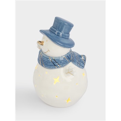Статуэтка с подсветкой, 15 см, фарфор P, бело-голубая, Снеговик, Snowfall