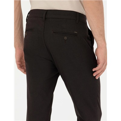 Koyu Kahverengi Slim Fit Kanvas Pantolon
