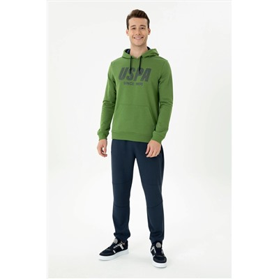 Erkek Yeşil Kapüşonlu Sweatshirt