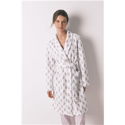 Bata midi acolchada flores lila y blanco