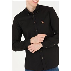 Erkek Siyah Uzun Kollu Basic Gömlek