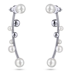 Серьги Просекко (Майорка 4-8мм белая; покрытие родий), Есть комплект