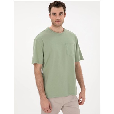 Yeşil Comfort Fit Basic Tişört