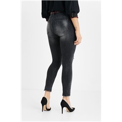 Vaquero skinny cinturón tela