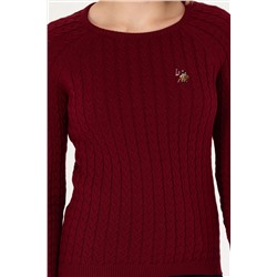 Kadın Bordo Bisiklet Yaka  Basic Kazak