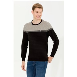 Erkek Siyah Bisiklet Yaka Triko Kazak