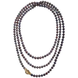 Колье (жемчуг шоколад микс 7-8мм, фианит; покрытие золото) 160см, Есть комплект