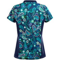 UA Tibetan Tease Navy Print Scrub Top