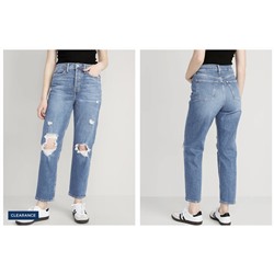 Extra High-Waisted Sky-Hi Straight Button-Fly Ripped Jeans for Women