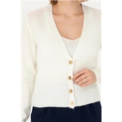 Kadın Ekru Triko Hırka