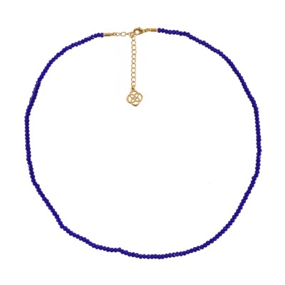 Колье 45-50см (шпинель 2мм синяя; покрытие золото)