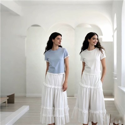 Женская футболка из смесового модала с кружевной отделкой  ЛАВ РЕП.