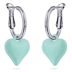 Серьги Сердцебиение (1, 6см, эмаль морская свежесть; покрытие родий), Есть комплект