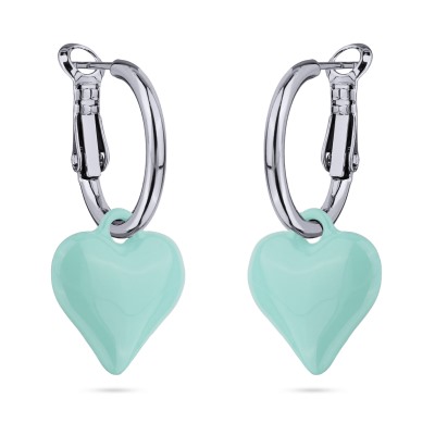 Серьги Сердцебиение (1, 6см, эмаль морская свежесть; покрытие родий), Есть комплект