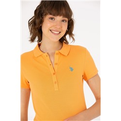 Kadın Turuncu Basic Polo Yaka Tişört