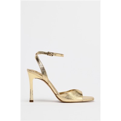 PATENT-FINISH HIGH-HEEL SANDALS