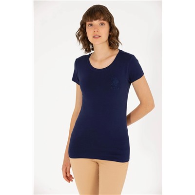 Kadın Lacivert Bisiklet Yaka Basic Tişört