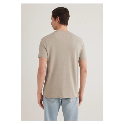 Mavi İstanbul Baskılı Bej Tişört Slim Fit / Dar Kesim 066282-31935
