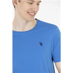 Erkek Saks Basic Bisiklet Yaka Tişört