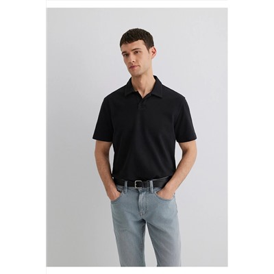 Mavi Siyah Polo Tişört Loose Fit / Bol Rahat Kesim 0611904-900