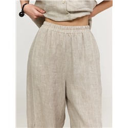 Бежевые брюки "Алладины" изо льна