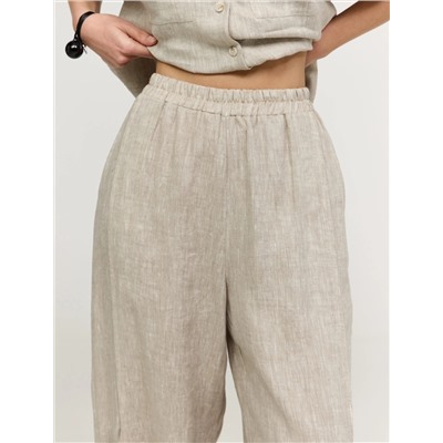 Бежевые брюки "Алладины" изо льна