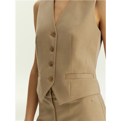 Однобортный жилет из костюмной шерсти, GL094/ant