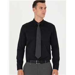 Siyah Regular Fit Uzun Kollu Basic Gömlek