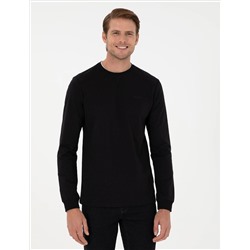 Siyah Regular Fit Bisiklet Yaka Basic Sweatshirt