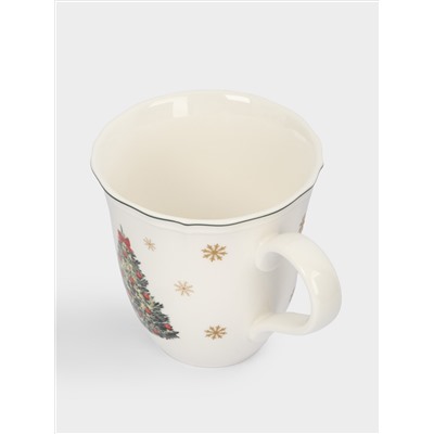 Кружка, 380 мл, фарфор N, белая, Лошадка и елка, Miracle