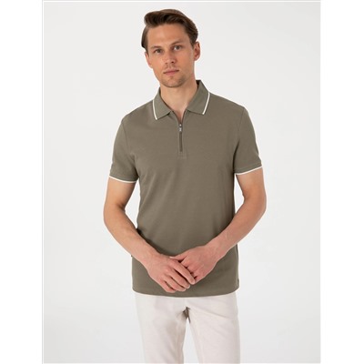 Haki Slim Fit Polo Yaka Tişört