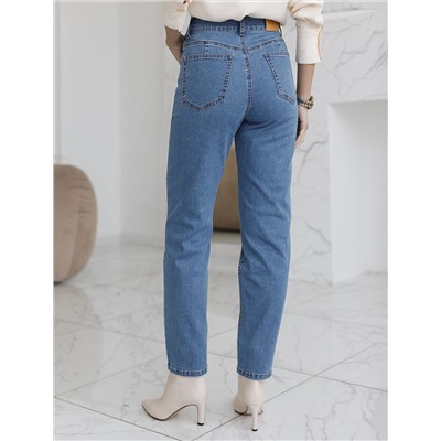 Джинсы мом фит из эластичного плотного денима