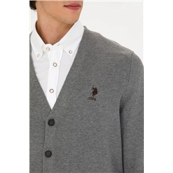 Erkek Gri Melanj Basic Triko Hırka