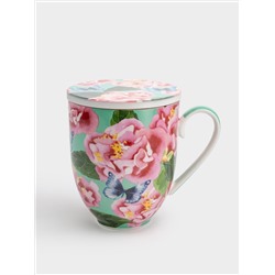 Кружка, 400 мл, с подставкой, Камелии