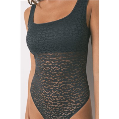 Body encaje animal print gris