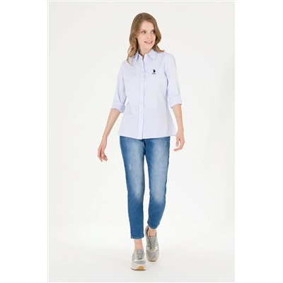 Kadın Açık Mavi Uzun Kollu Basic Gömlek