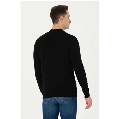 Erkek Siyah Basic Triko Hırka