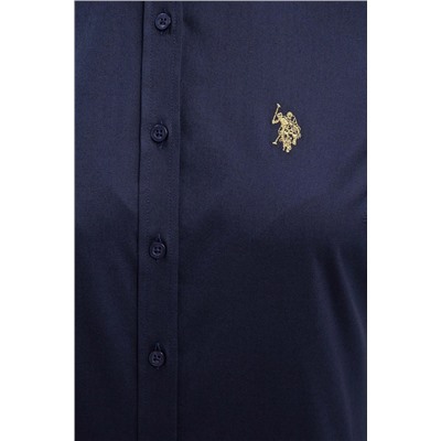 Kadın Lacivert Uzun Kollu Basic Gömlek