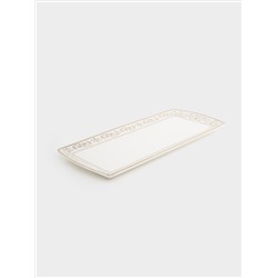 Блюдо, 35х15 см, фарфор N, белое, прямоугольное, с золотистым орнаментом, Golden