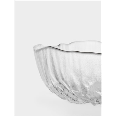 Салатник, 15х6 см, 520 мл, стекло, с серебристым кантом, мятая фактура, Pianо